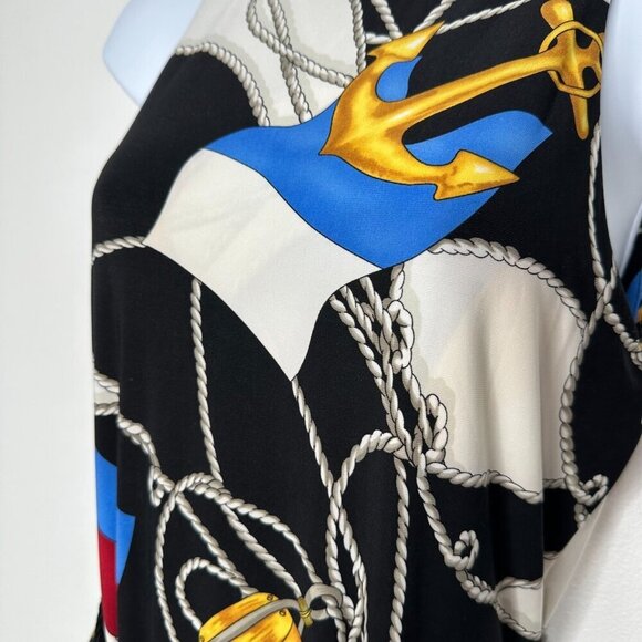 Ralph Lauren Anchor Dress Size M Black Sleeveless Boat Nautical Chain Vintage - Picture 7 of 13